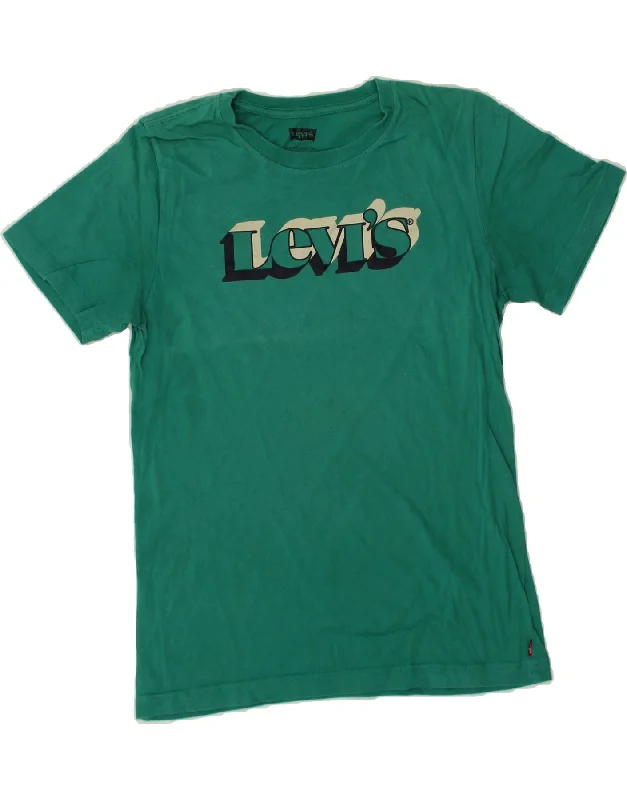 men's colorful graphic tees for summer -LEVI'S Boys Graphic T-Shirt Top 13-14 Years Green Cotton