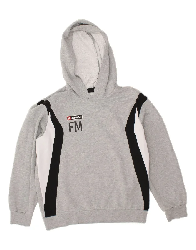 men's zip-up sweatshirts for gym -LOTTO Boys Graphic Hoodie Jumper 15-16 Years Grey Colourblock