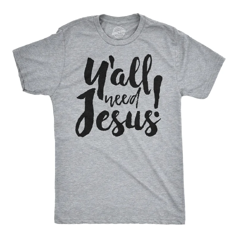 men's cool graphic t-shirts -Y'all Need Jesus Men's T Shirt