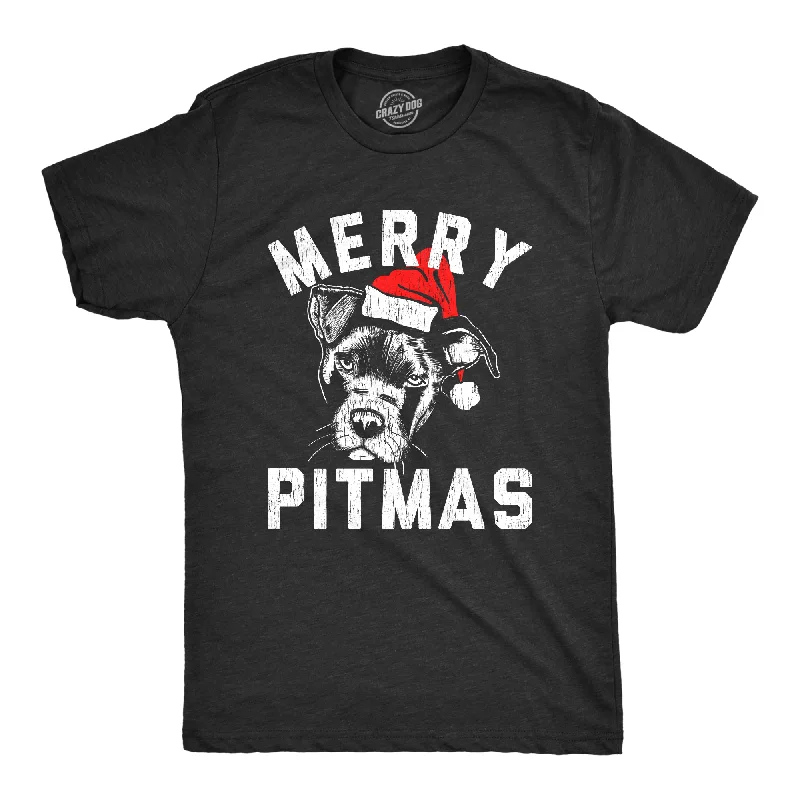 men's trendy graphic t-shirts -Merry Pitmas Men's T Shirt