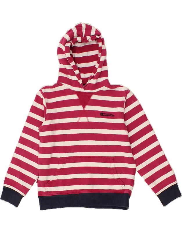 men's trendy oversized hoodies -MOUNTAIN WAREHOUSE Girls Hoodie Jumper 9-10 Years Red Striped Cotton