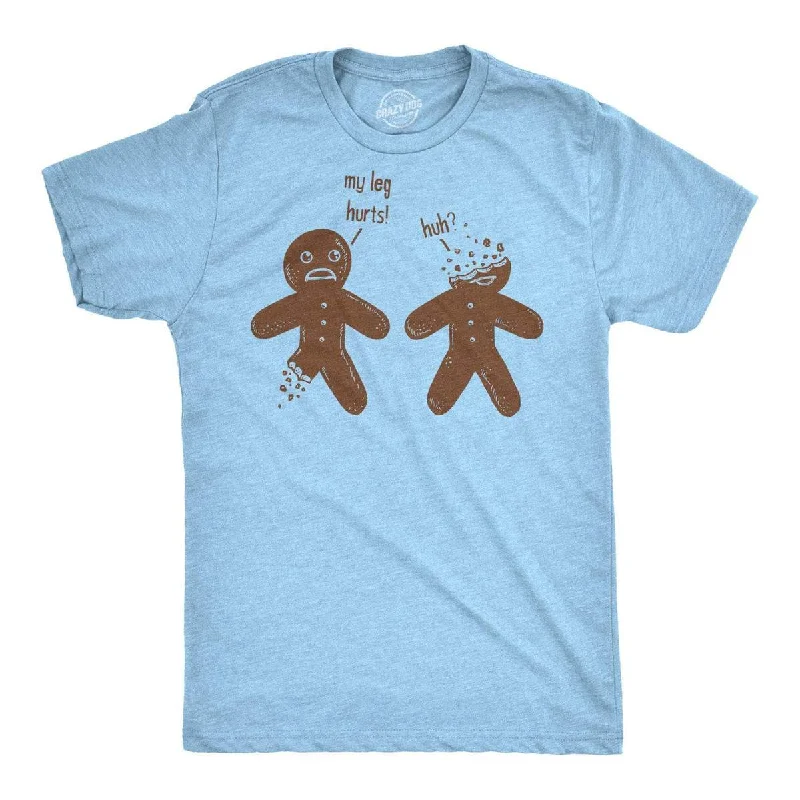 men's trendy graphic t-shirts -My Leg Hurts. Huh? Gingerbread Men's T Shirt