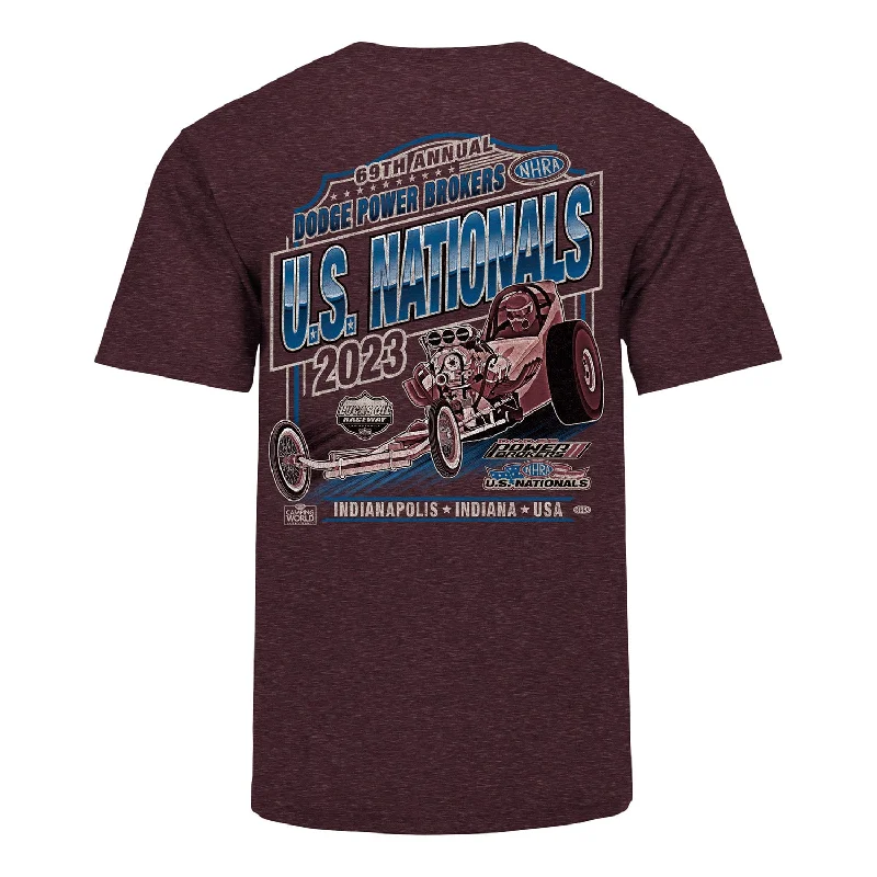 men's slim fit t-shirts -Dodge Power Brokers NHRA U.S. Nationals Event Retro T-Shirt