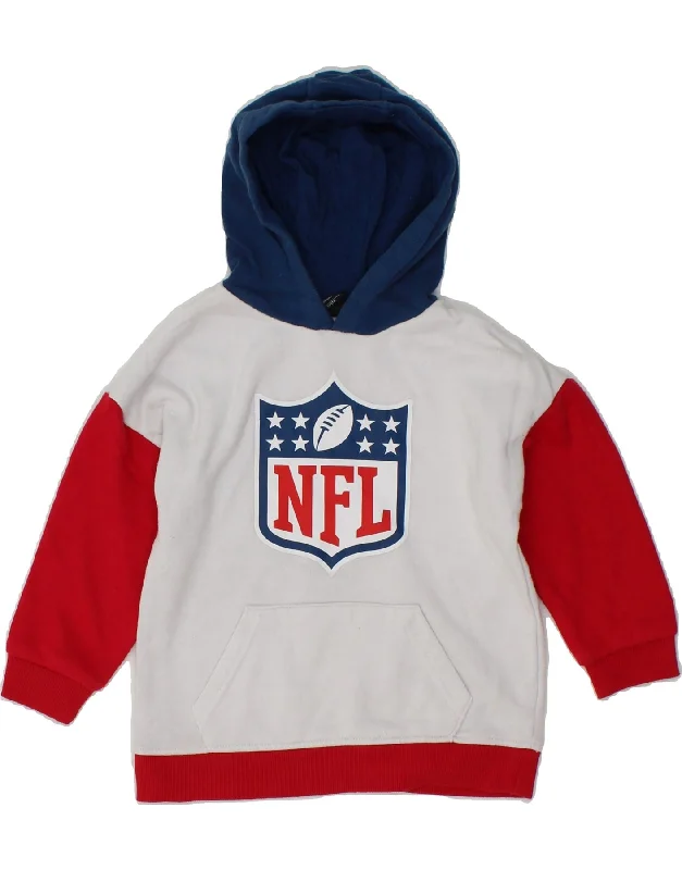 men's hoodie with designs -NFL Boys Graphic Hoodie Jumper 4-5 Years White Colourblock Cotton