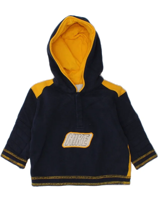 men's high-quality hoodies -NIKE Baby Boys Graphic Button Neck Hoodie Jumper 3-6 Months Navy Blue