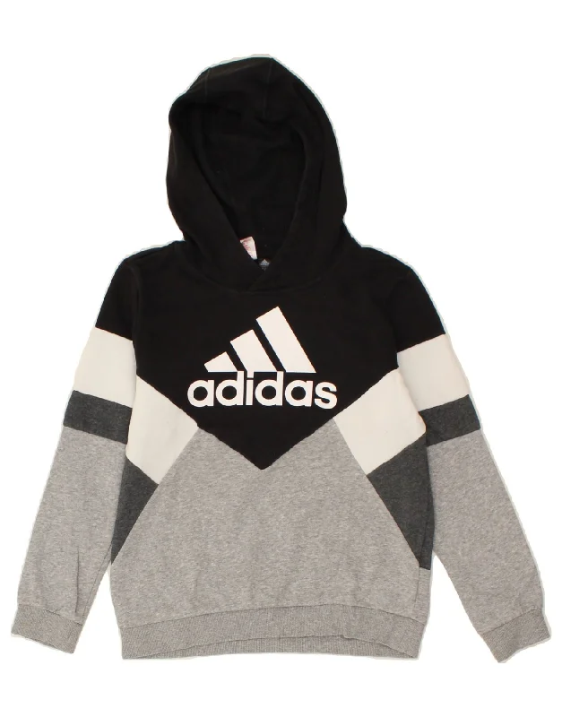 men's casual hoodies -NIKE Boys Graphic Hoodie Jumper 11-12 Years Grey Colourblock Cotton