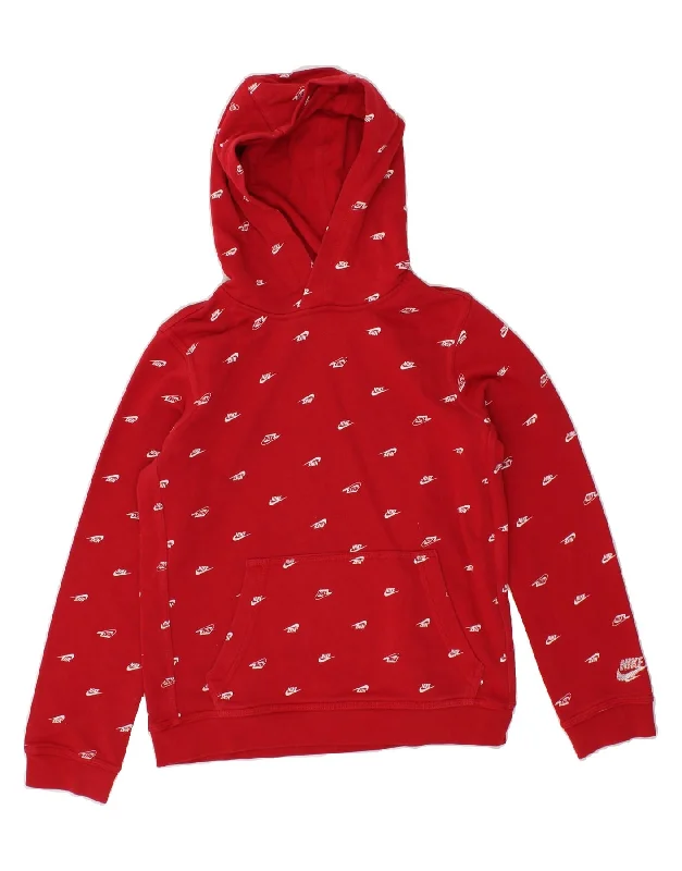 men's zip-up hoodies for winter -NIKE Boys Graphic Hoodie Jumper 12-13 Years Red Spotted Cotton