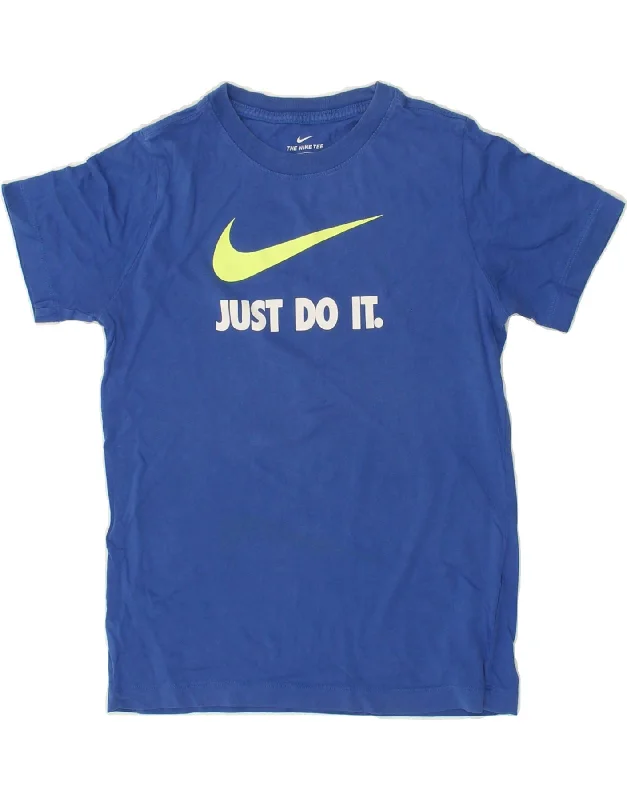 men's premium quality t-shirts -NIKE Boys Graphic T-Shirt Top 10-11 Years Medium Blue Cotton