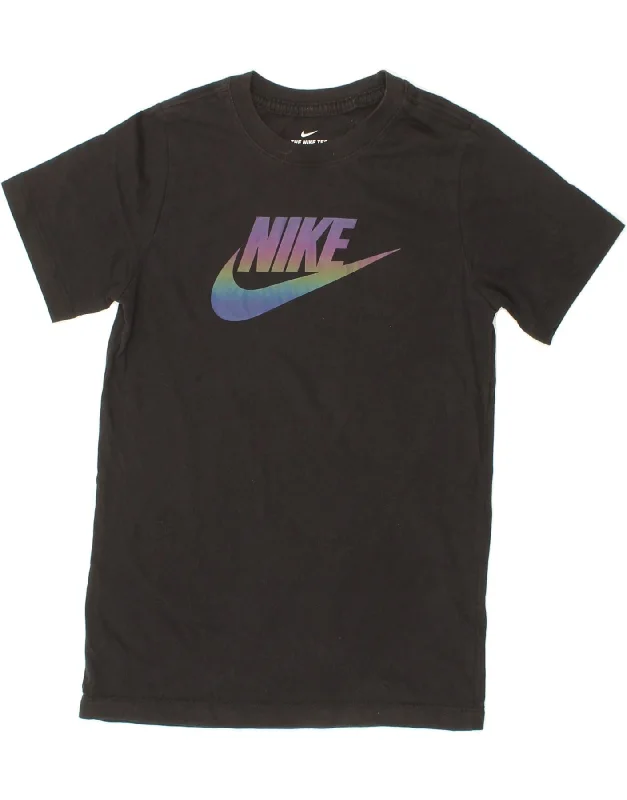 men's basic white t-shirts -NIKE Boys Graphic T-Shirt Top 12-13 Years Large Black Cotton