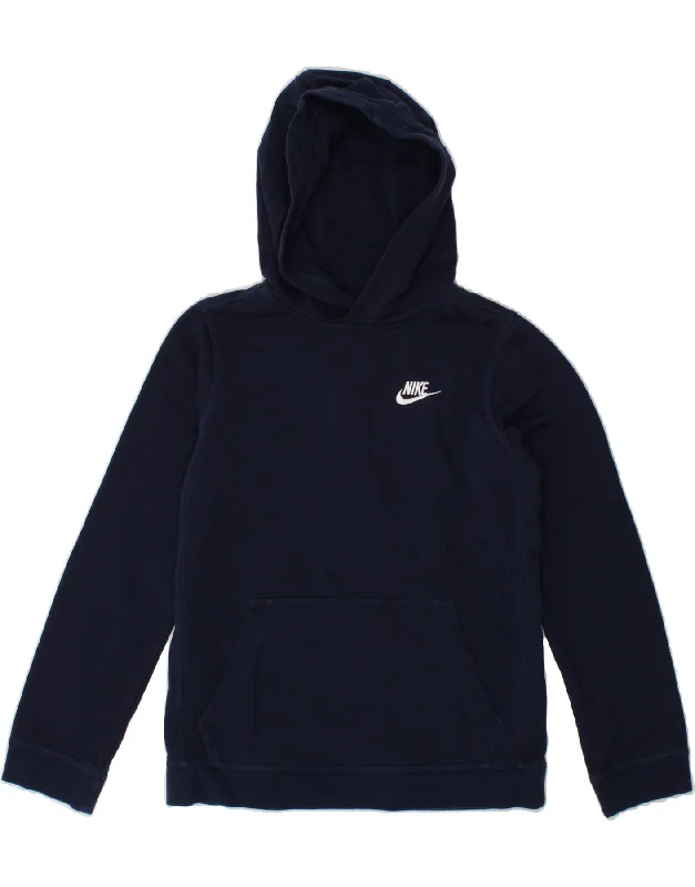 men's colorful hoodies -NIKE Boys Hoodie Jumper 12-13 Years Large  Navy Blue Cotton