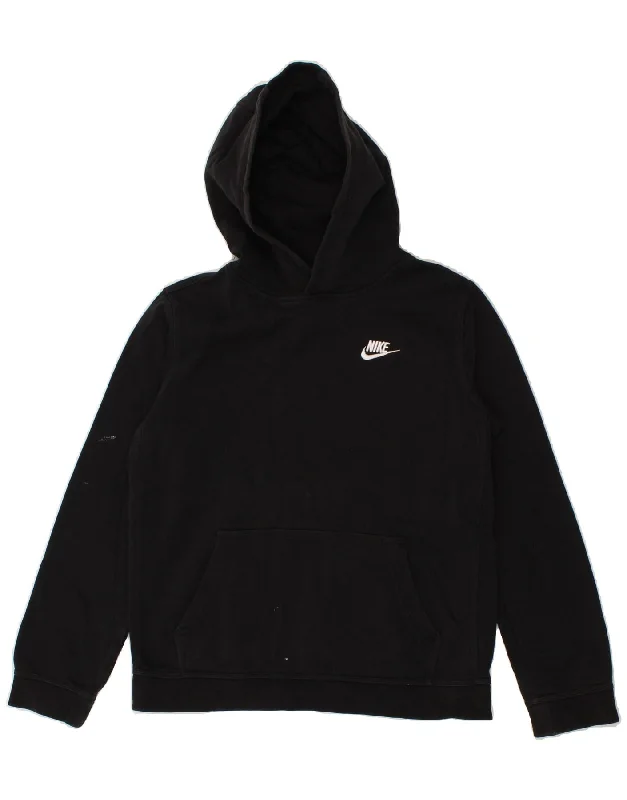 men's zip-up hoodies -NIKE Boys Hoodie Jumper 13-14 Years XL Black Cotton