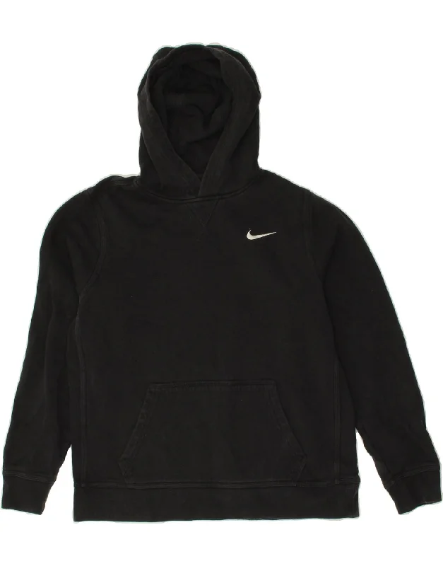 men's graphic hoodies -NIKE Boys Hoodie Jumper 13-14 Years XL Black