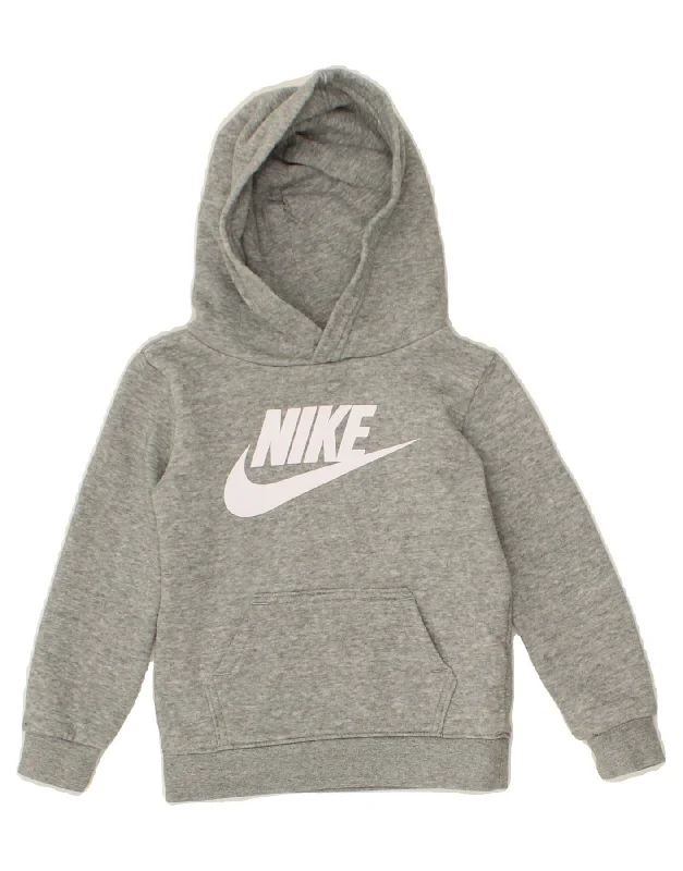 men's zip-up hoodies -NIKE Girls Graphic Hoodie Jumper 2-3 Years Grey Cotton