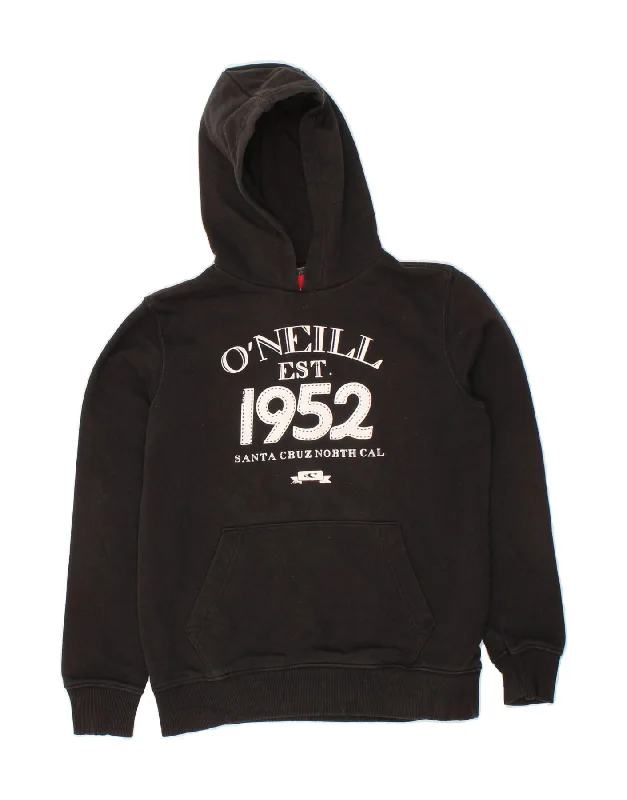 men's hoodie for exercise -O'NEILL Boys Graphic Hoodie Jumper 11-12 Years Black Cotton