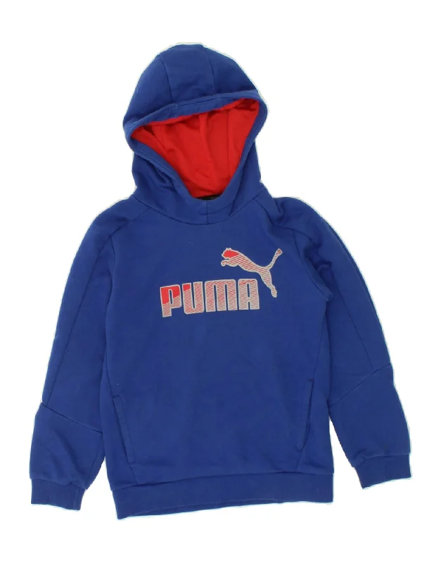 men's light hoodie for spring -PUMA Boys Graphic Hoodie Jumper 9-10 Years Blue Polyester