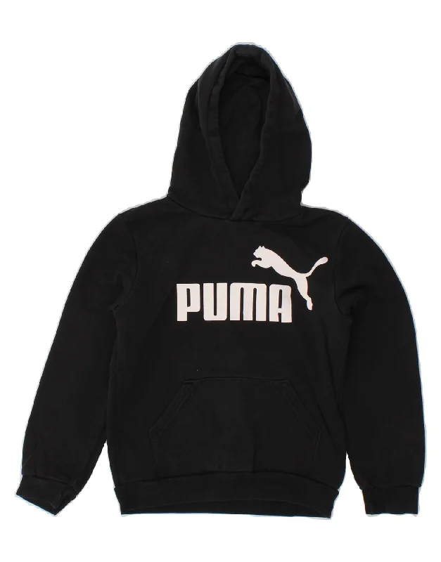 men's versatile hoodies -PUMA Boys Graphic Hoodie Jumper 9-10 Years Medium Black