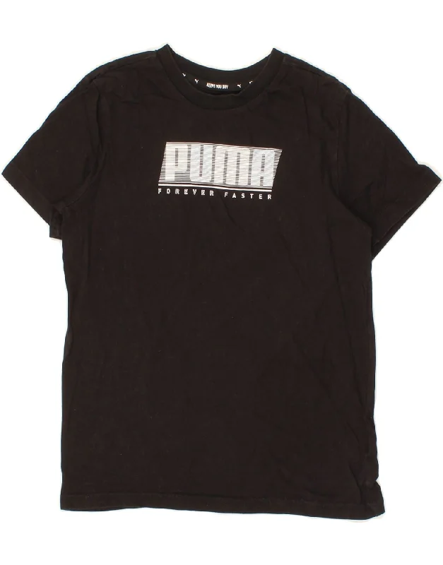 men's vintage graphic t-shirts -PUMA Boys Graphic T-Shirt Top 11-12 Years Black Cotton