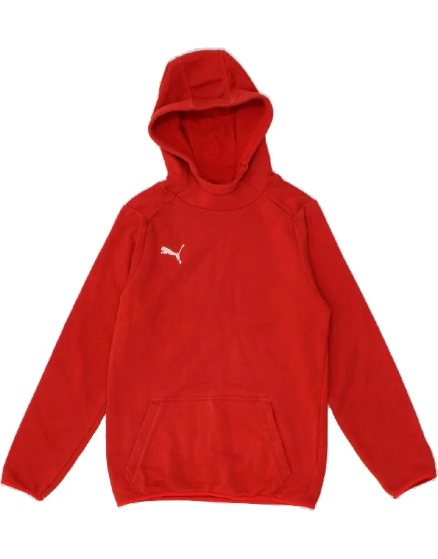 men's fleece zip-up hoodies -PUMA Boys Hoodie Jumper 11-12 Years Red Cotton