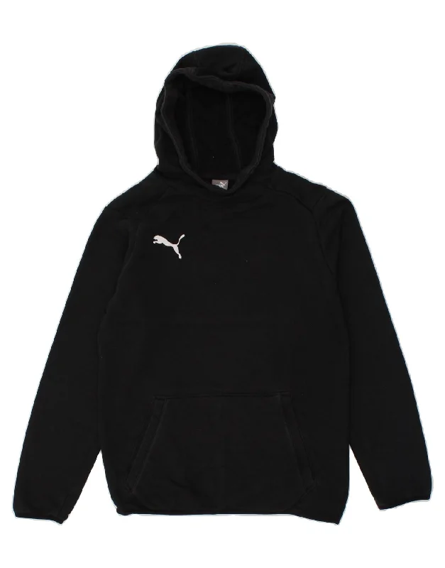 men's hoodie for outdoor workouts -PUMA Boys Hoodie Jumper 13-14 Years Black Cotton