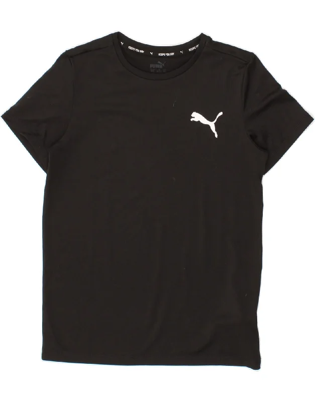 men's designer t-shirts -PUMA Boys T-Shirt Top 11-12 Years  Black Polyester