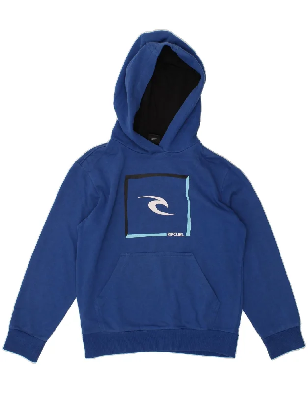 men's streetwear hoodies -RIP CURL Boys Graphic Hoodie Jumper 9-10 Years Blue Polyester