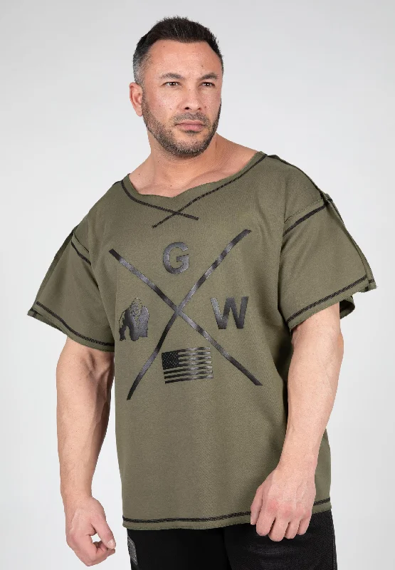 men's short-sleeve cotton t-shirts -Sheldon Workout Top - Army Green