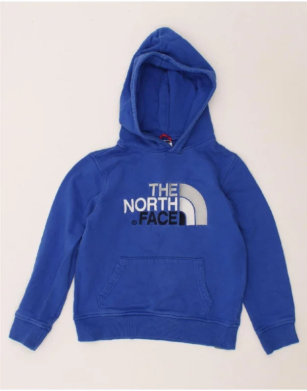 men's athletic fit sweatshirts -THE NORTH FACE Boys Graphic Hoodie Jumper 9-10 Years Medium Blue Cotton