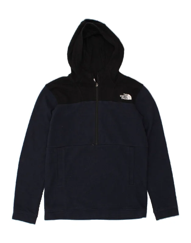 men's oversized sweatshirt hoodies -THE NORTH FACE Boys Hoodie Jumper 14-15 Years XL Navy Blue Colourblock