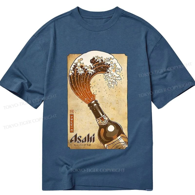 men's comfortable cotton t-shirts -Tokyo-Tiger Asahi Logo Japanese Classic T-Shirt