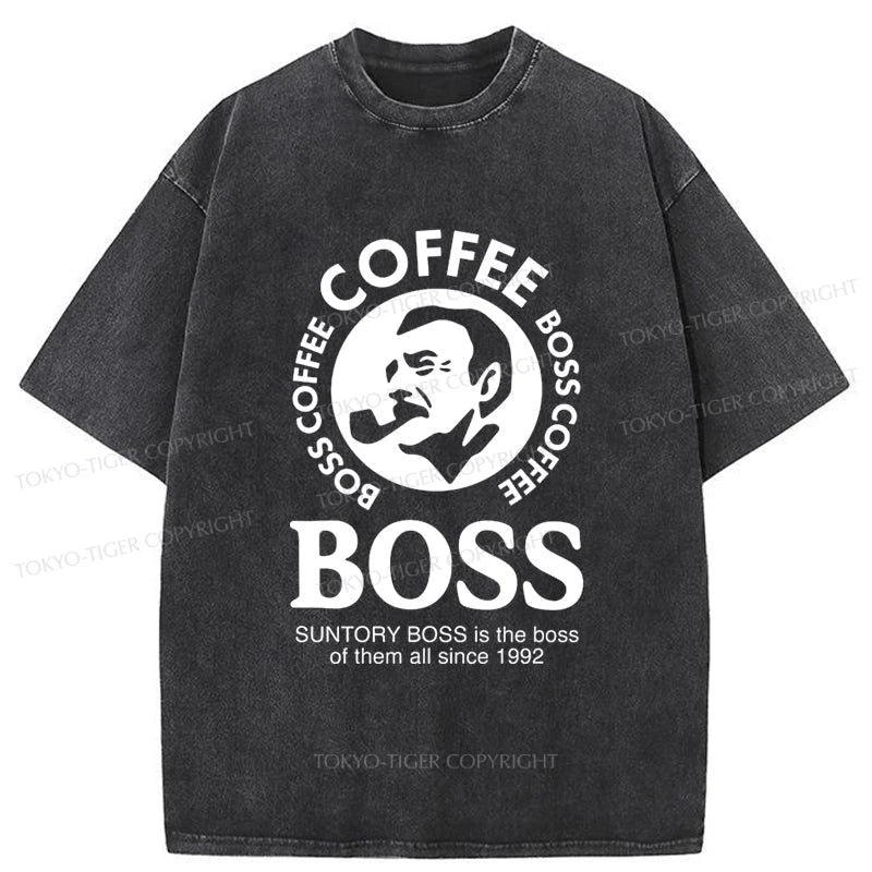 men's modern design t-shirts -Tokyo-Tiger Boss Is The Boss Of Them All Washed T-Shirt