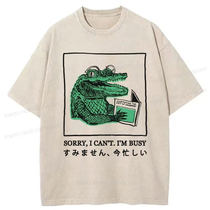 men's personalized t-shirts -Tokyo-Tiger Busy Mr. Crocodile Washed T-Shirt