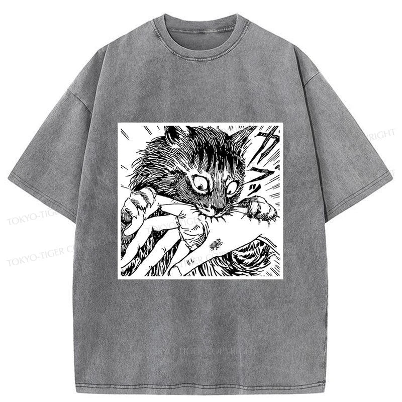 men's crewneck t-shirts -Tokyo-Tiger Creepy Cat Anime Horror Anteater T-Shirt