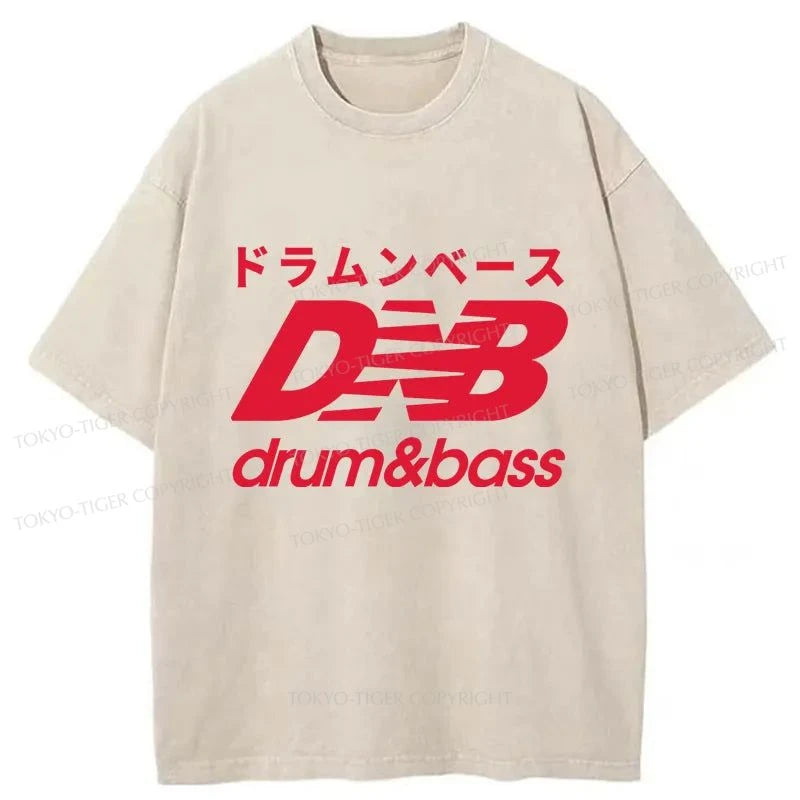 men's trendy printed t-shirts -Tokyo-Tiger Drum And Bass Japan Washed T-Shirt