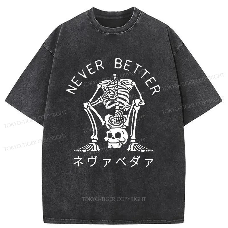 men's trendy t-shirts -Tokyo-Tiger Happy Skull Japan Washed T-Shirt