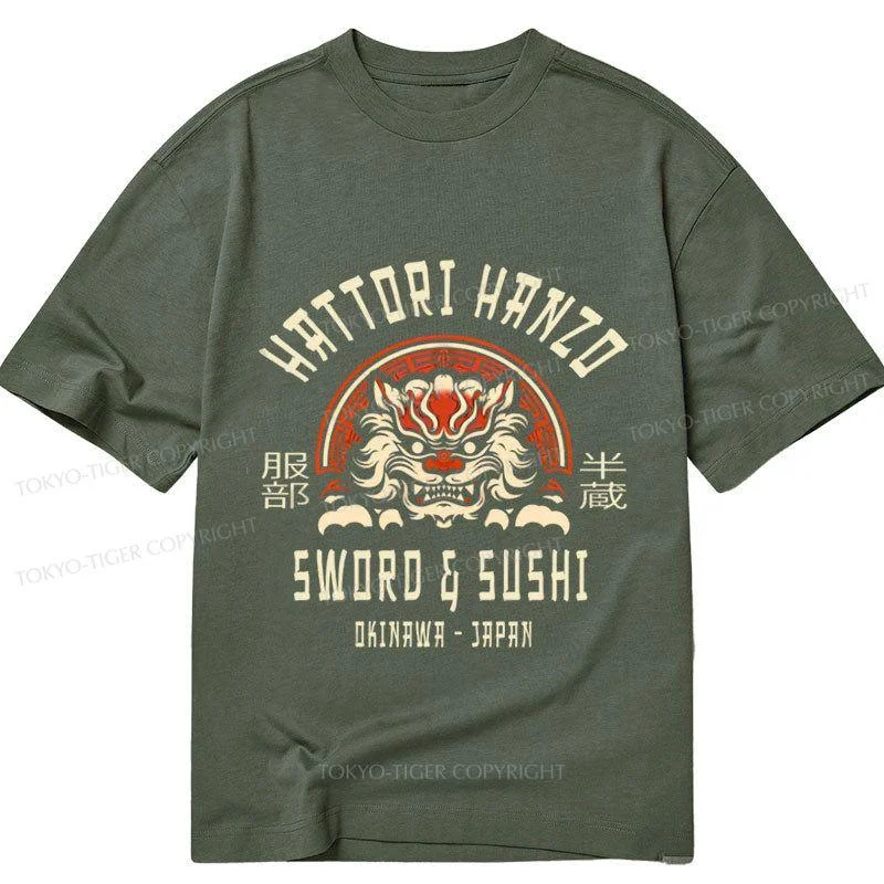 men's graphic print t-shirts -Tokyo-Tiger Hattori Hanzo Sword Classic T-Shirt