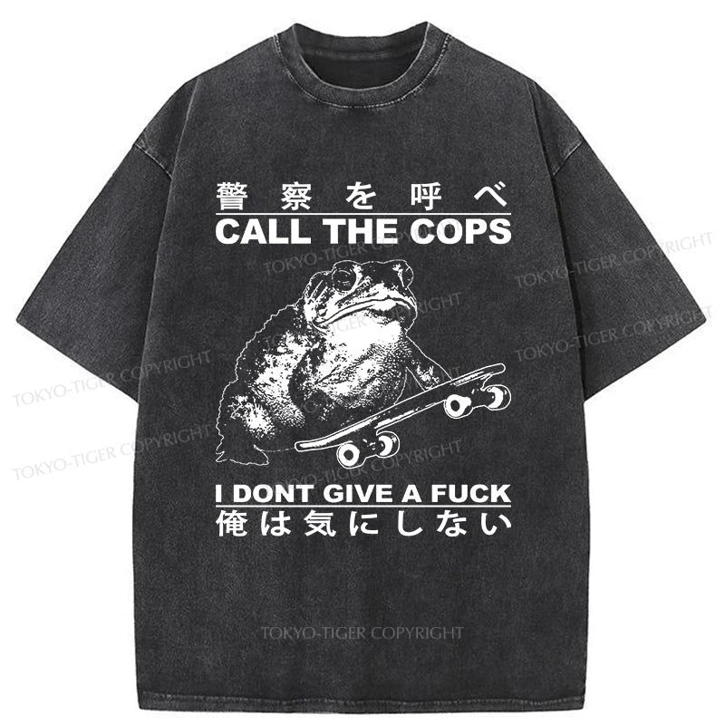 men's cotton t-shirts for summer -Tokyo-Tiger I Don't Care Washed T-Shirt