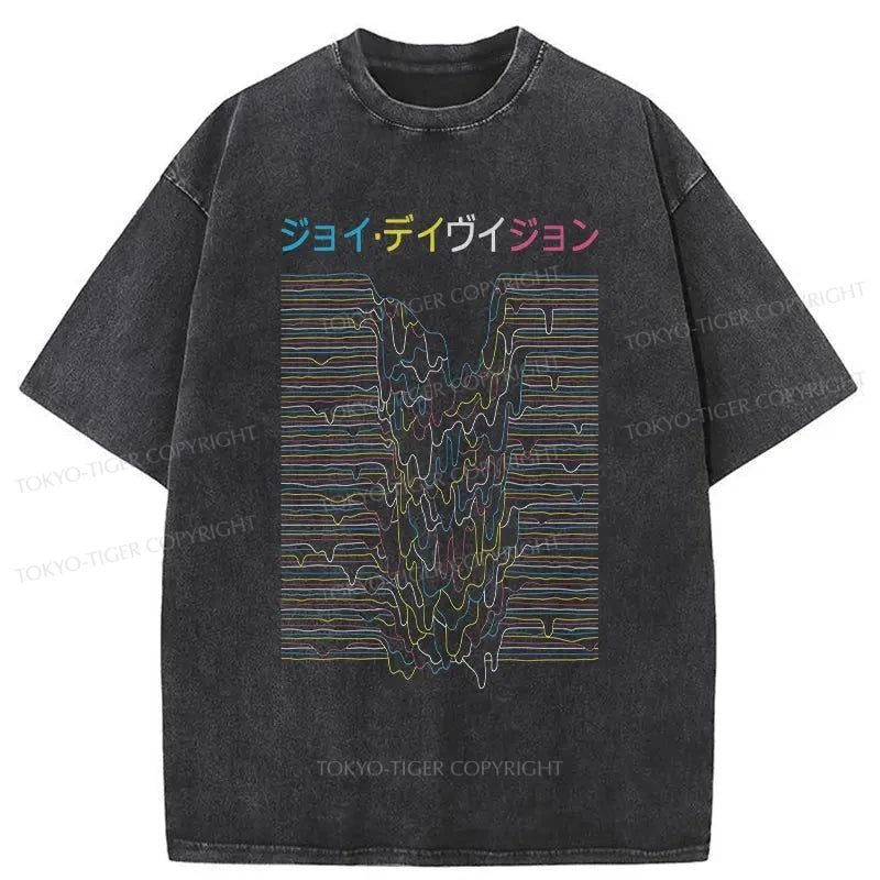 men's statement t-shirts -Tokyo-Tiger Joy Division Rainbow Vaporwave Washed T-Shirt