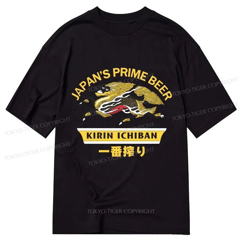 men's daily wear t-shirts -Tokyo-Tiger Kirin Ichiban Beer Logo Japanese Classic T-Shirt