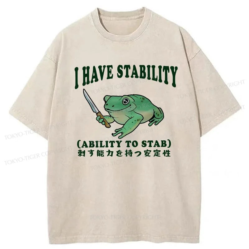 men's outdoor t-shirts -Tokyo-Tiger Mentally Stable Assassin Frog Washed T-Shirt