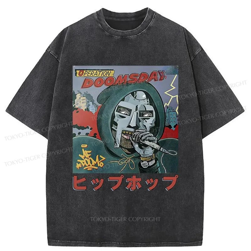 men's cotton-rich t-shirts -Tokyo-Tiger Mf Doom Japan Washed T-Shirt