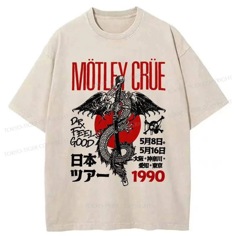 men's high-quality graphic t-shirts -Tokyo-Tiger Motley Crue Japan Washed T-Shirt