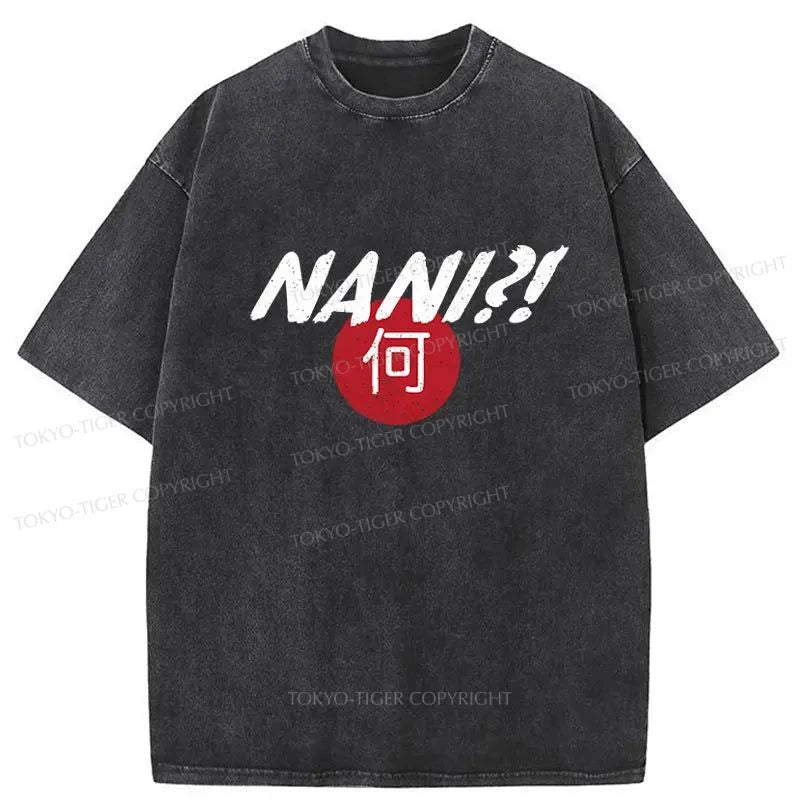 men's fashion t-shirts -Tokyo-Tiger Nani Japanese Kanji Washed T-Shirt