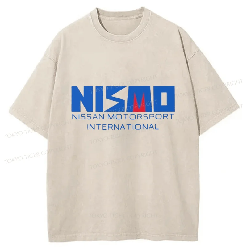 men's printed graphic t-shirts -Tokyo-Tiger Nismo Japanese Washed T-Shirt