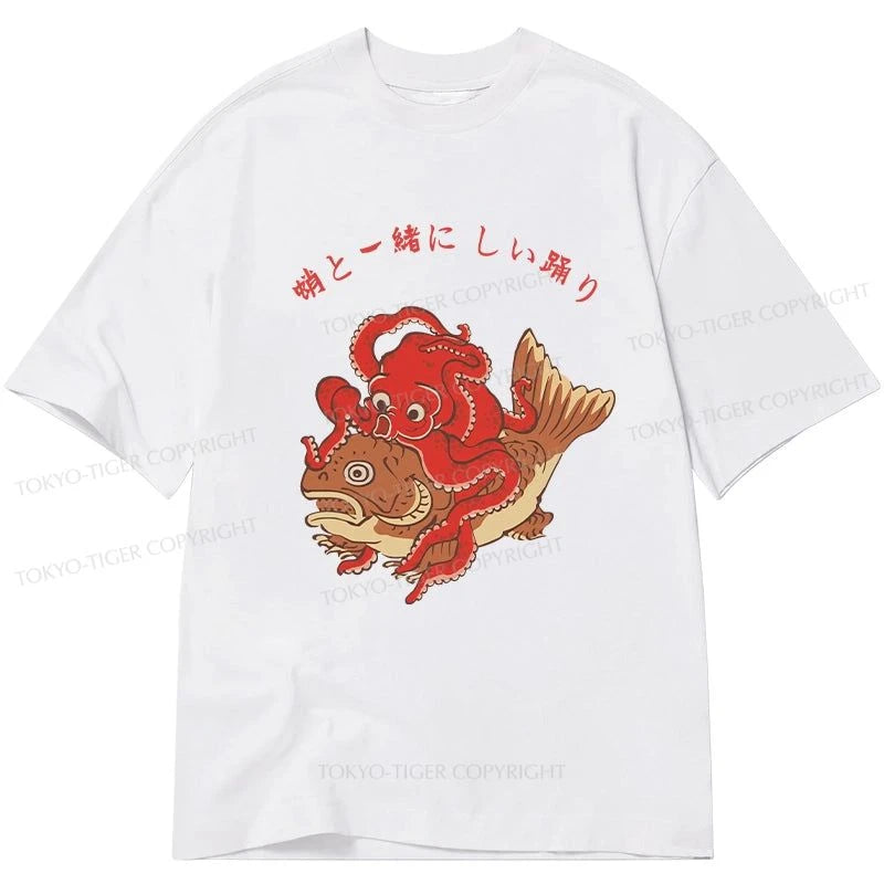 men's trendy printed t-shirts -Tokyo-Tiger Octopus And Koi Dance Together Classic T-Shirt