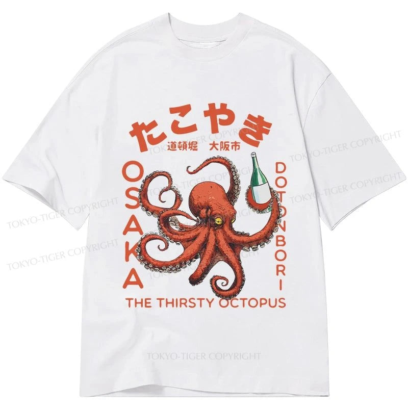 men's bold graphic t-shirts -Tokyo-Tiger Octopus Drinks Soju Classic T-Shirt