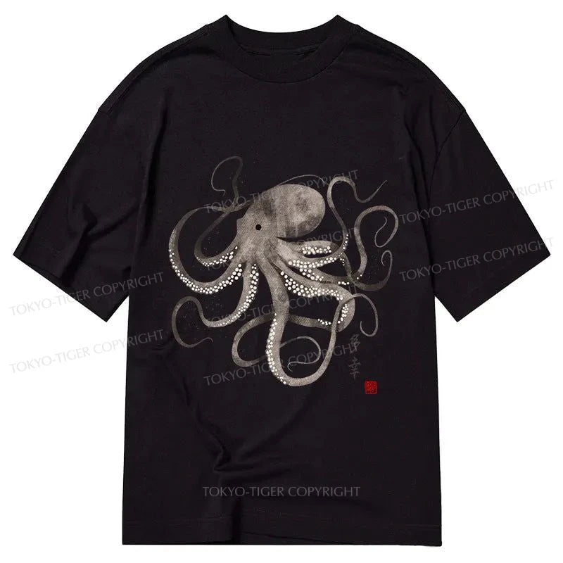 men's sport t-shirts -Tokyo-Tiger Octopus Japanese Calligraphy Classic T-Shirt