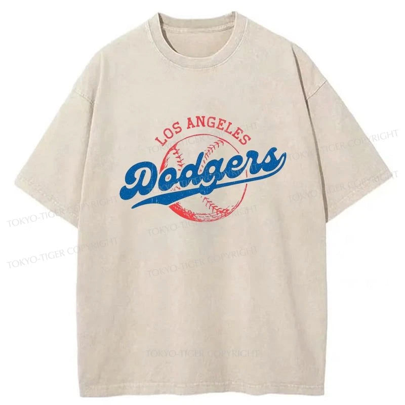 men's eco-friendly printed t-shirts -Tokyo-Tiger Ohtani 17-Retro-Dodgers Washed T-Shirt