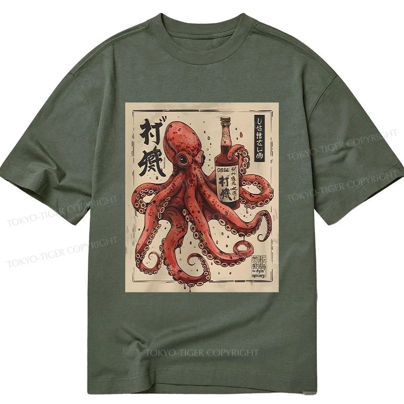 men's fashion-forward t-shirts -Tokyo-Tiger Osaka Saké Octopus Classic T-Shirt