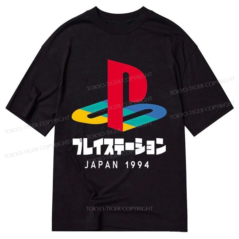 men's slim-fit graphic t-shirts -Tokyo-Tiger Playstation Japan 1994 Classic T-Shirt