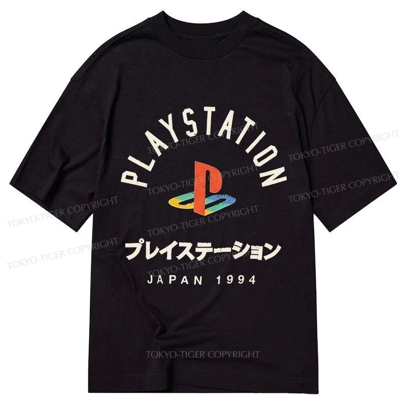 men's soft t-shirts -Tokyo-Tiger PlayStation Logo Japan Classic T-Shirt